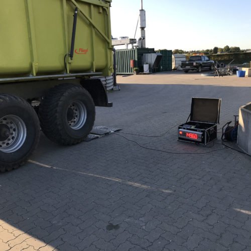 Maisernte 2019, Testphase mobile Waage, Nierswalder Biogasanlage